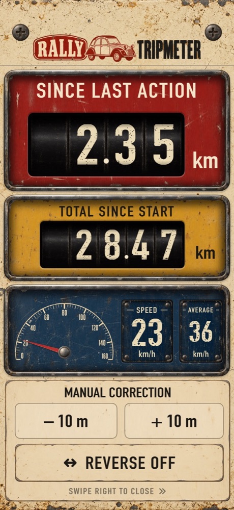 Manual correction with plus and minus 10 metres and reverse mode