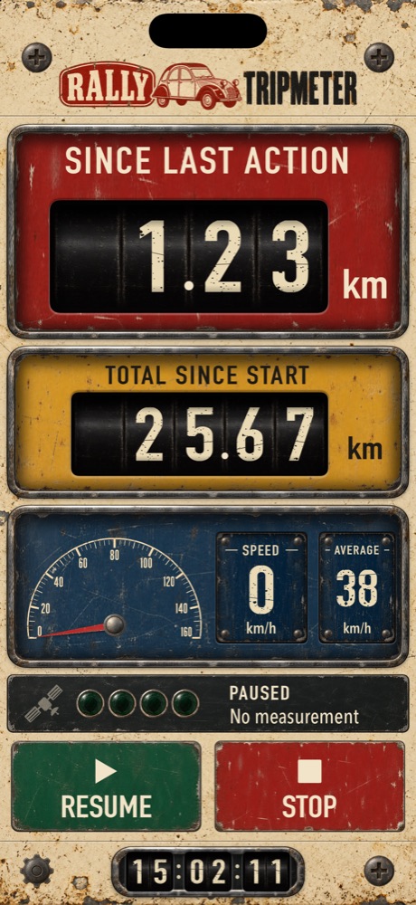 Paused ride with a green RESUME button